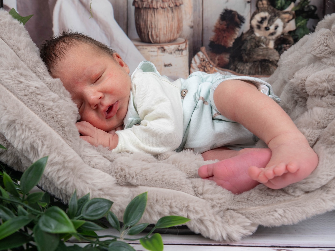 Séance photo Nouveau-né, bébé endormi paisiblement